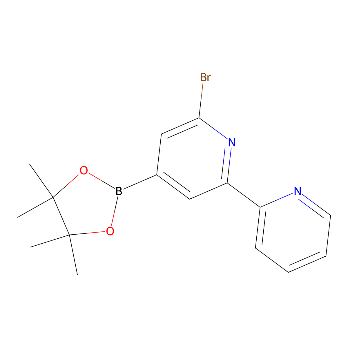 2-Bromo-6-(2-pyridyl)pyridine-4-boronic acid pinacol ester molecular structure, CAS 2223034-97-5
