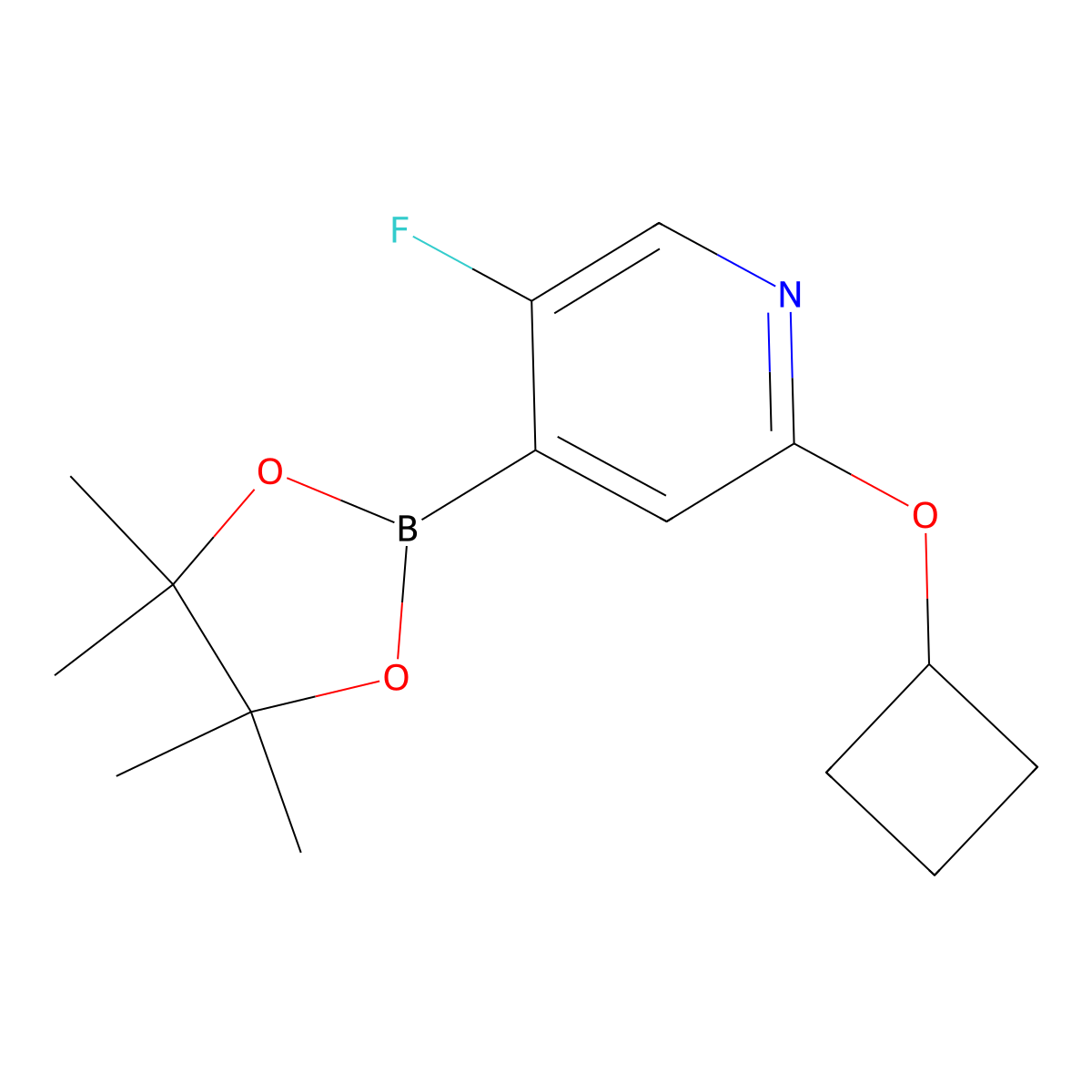 5-Fluoro-2-(cyclobutoxy)pyridine-4-boronic acid pinacol ester molecular structure, CAS 2223035-05-8
