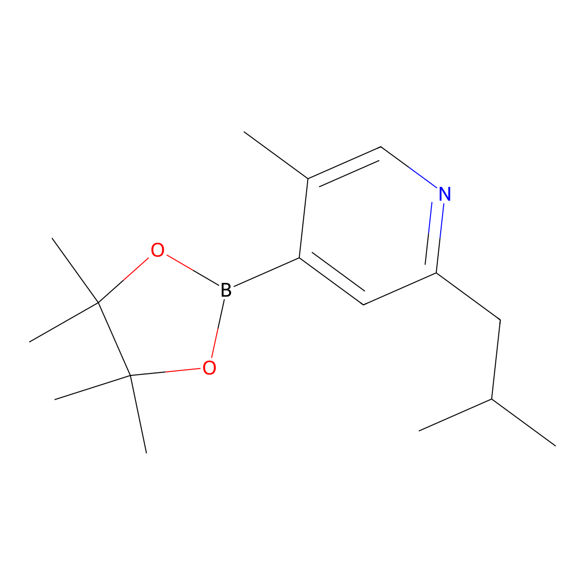 5-Methyl-2-(iso-butyl)pyridine-4-boronic acid pinacol ester molecular structure, CAS 2223035-06-9