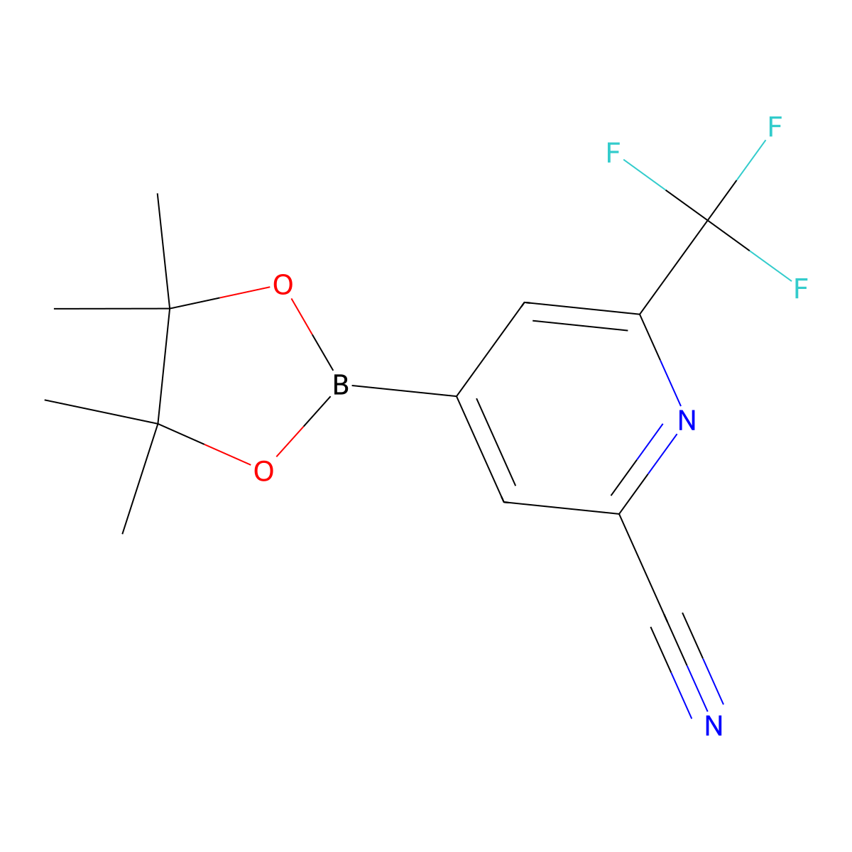 2-Cyano-6-(trifluoromethyl)pyridine-4-boronic acid pinacol ester molecular structure, CAS 2223035-07-0