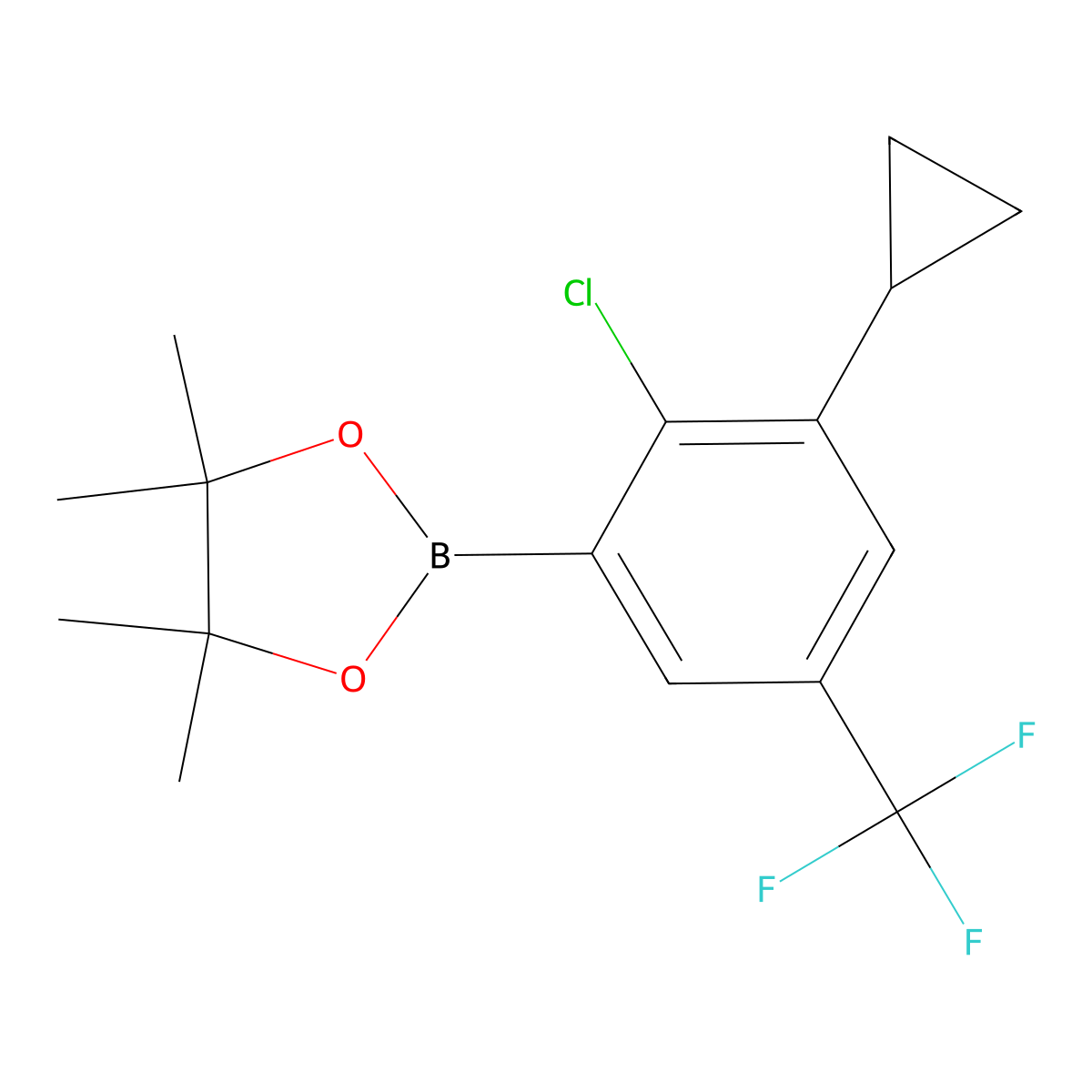 2-Chloro-3-cyclopropyl-5-trifluoromethylphenylboronic acid pinacol ester molecular structure, CAS 2223035-15-0