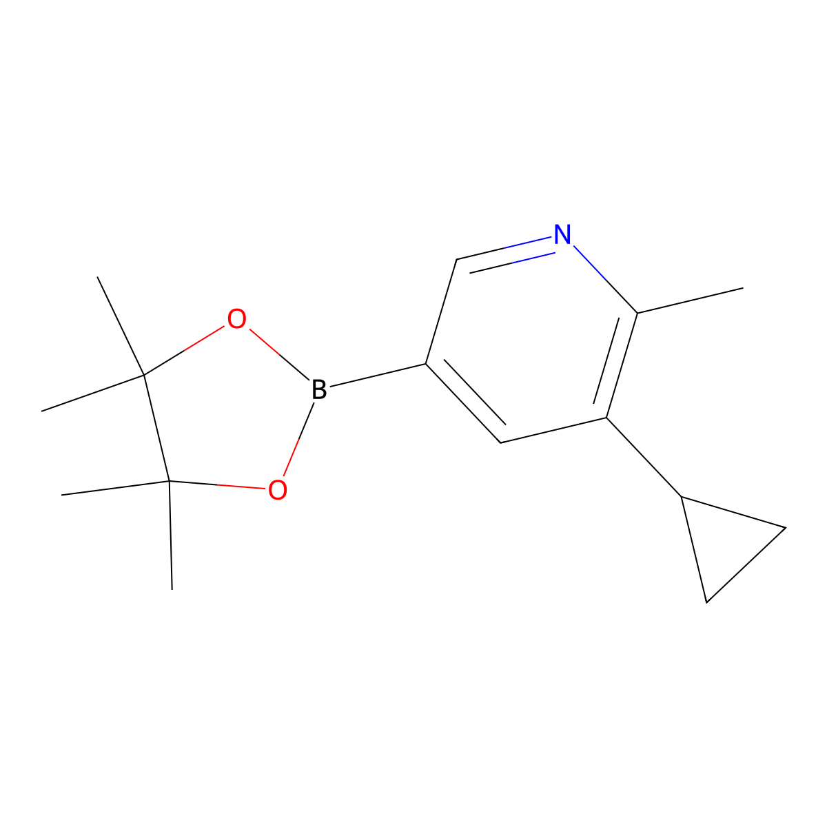 6-Methyl-5-cyclopropylpyridine-3-boronic acid pinacol ester molecular structure, CAS 2223035-20-7