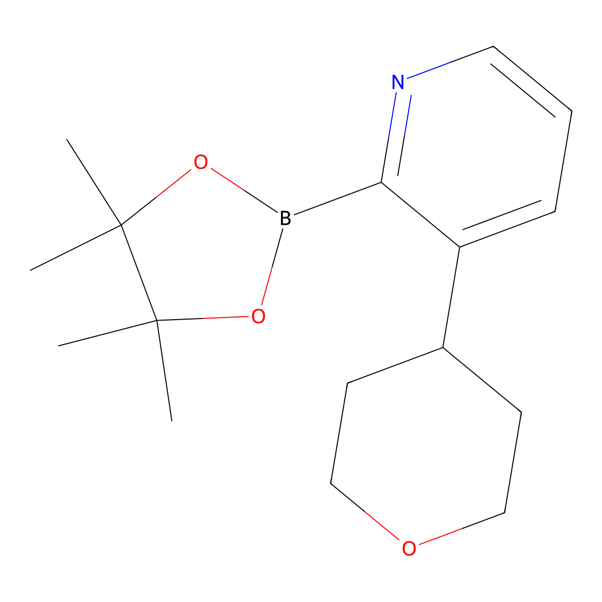 3-(4-Tetrahydropyranyl)pyridine-2-boronic acid pinacol ester molecular structure, CAS 2223035-25-2