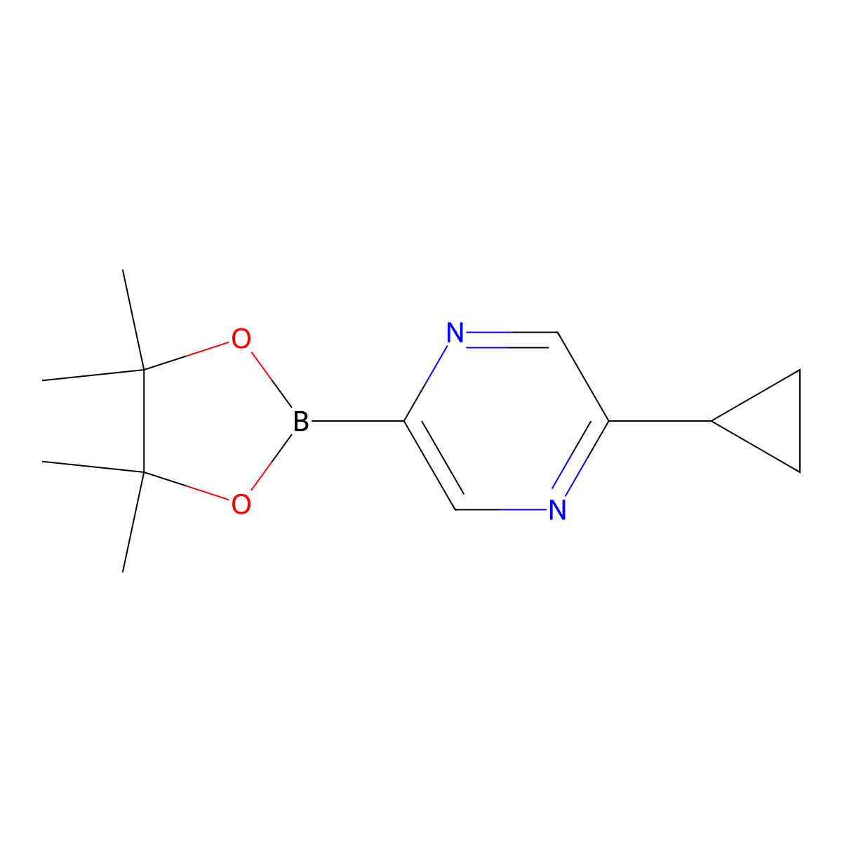2-Cyclopropyl-5-(4,4,5,5-tetramethyl-1,3,2-dioxaborolan-2-yl)pyrazine molecular structure, CAS 2223035-26-3