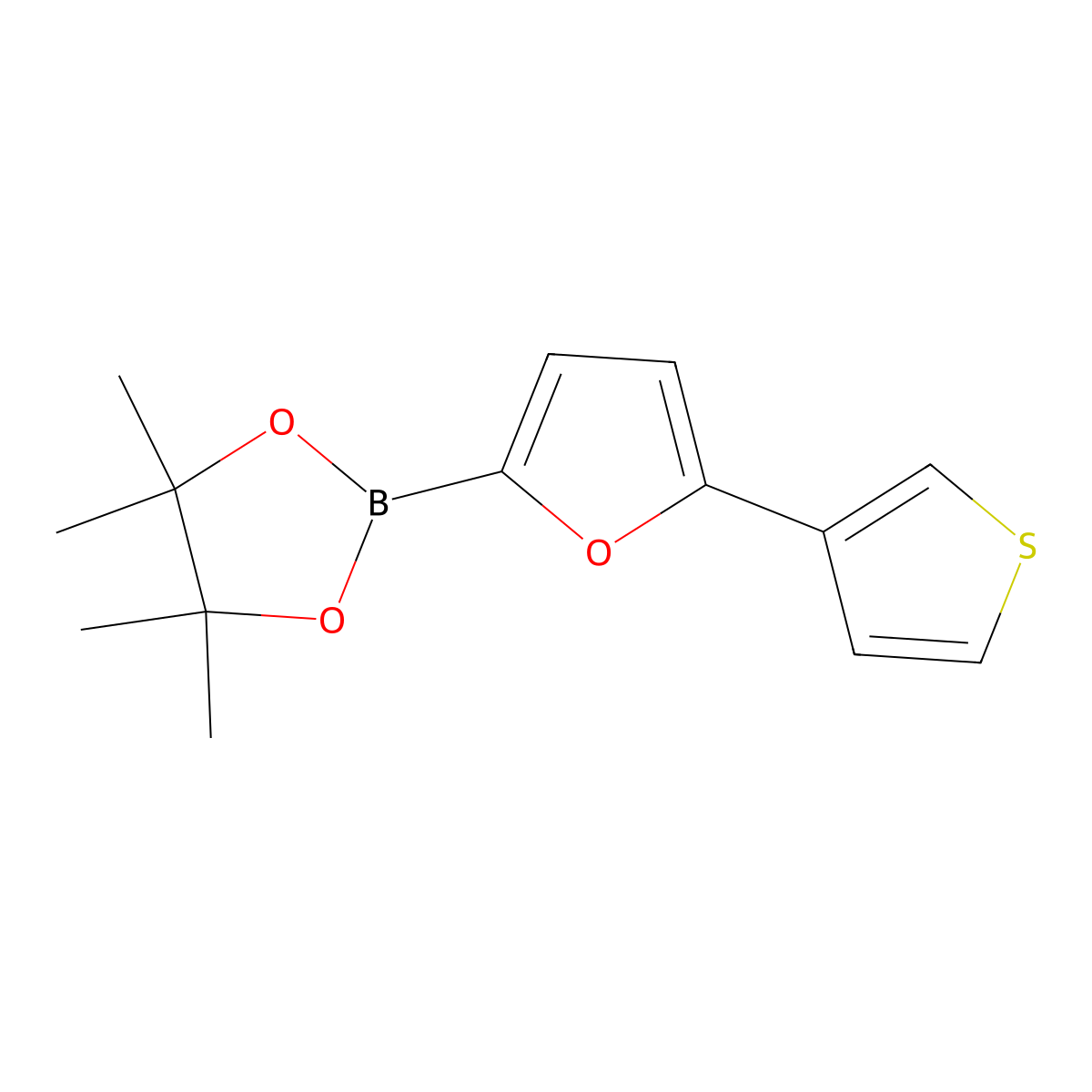 5-(3-Thienyl)furan-2-boronic acid pinacol ester molecular structure, CAS 2223035-28-5