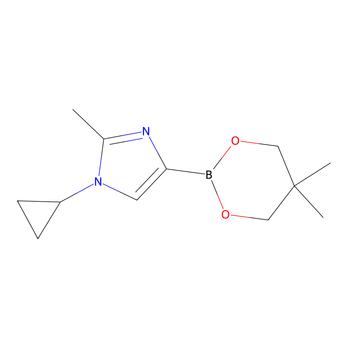 N-Cyclopropyl-2-methylimidazole-4-boronic acid neopentylglycol ester molecular structure, CAS 2223035-31-0