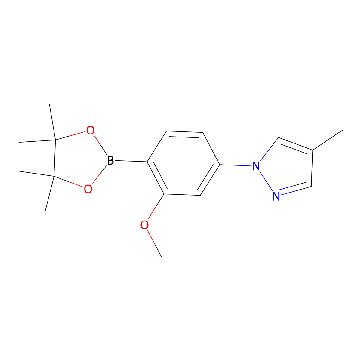 2-Methoxy-4-(4-methyl-1H-pyrazol-1-yl)phenylboronic acid pinacol ester molecular structure, CAS 2223035-33-2