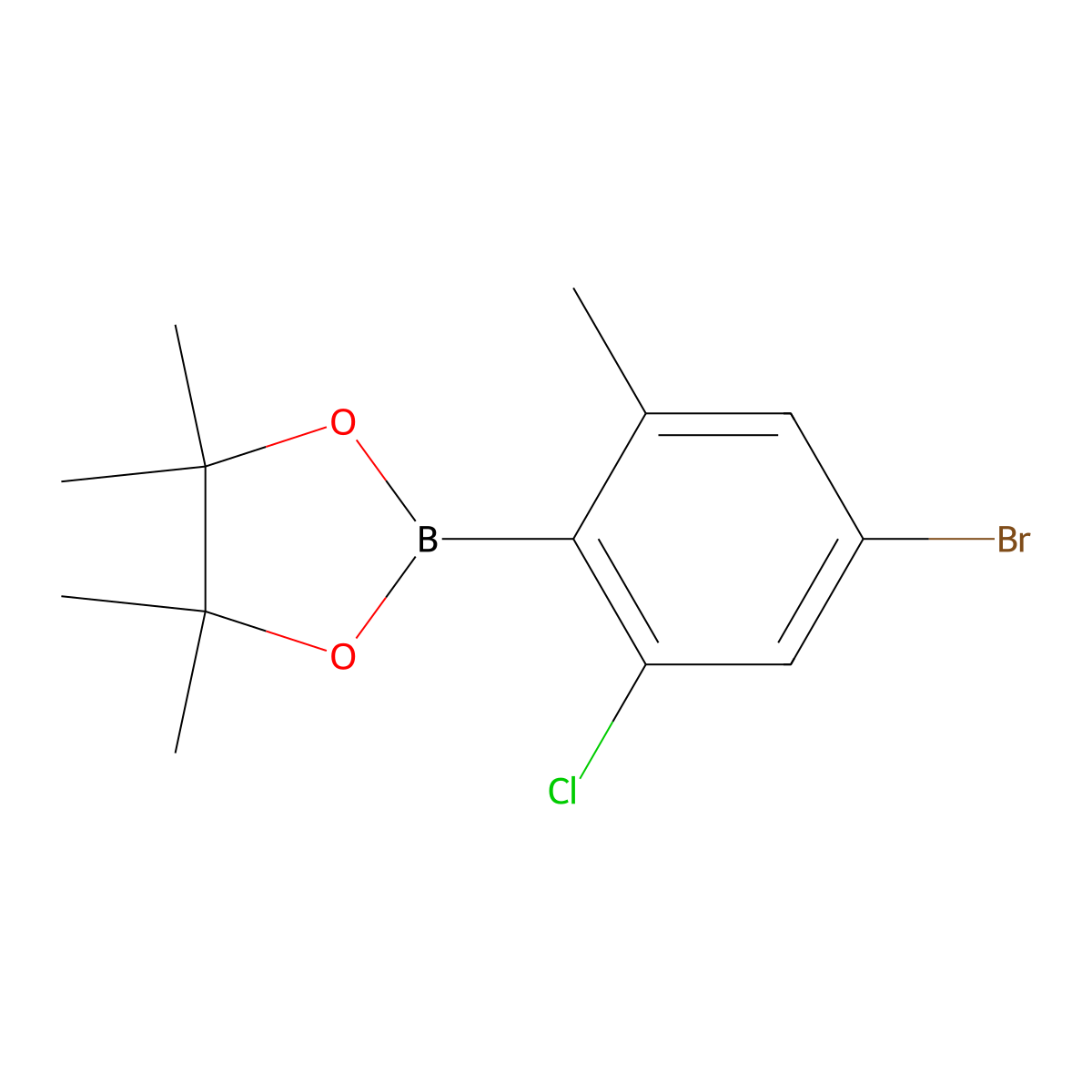 2-Chloro-6-methyl-4-bromophenylboronic acid pinacol ester molecular structure, CAS 2223035-42-3