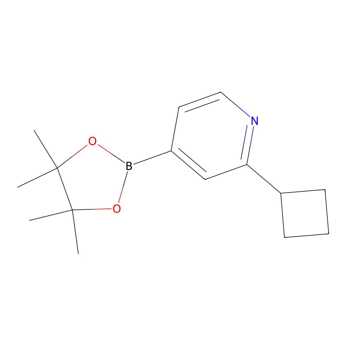 2-Cyclobutyl-4-(4,4,5,5-tetramethyl-1,3,2-dioxaborolan-2-yl)pyridine molecular structure, CAS 2223035-44-5