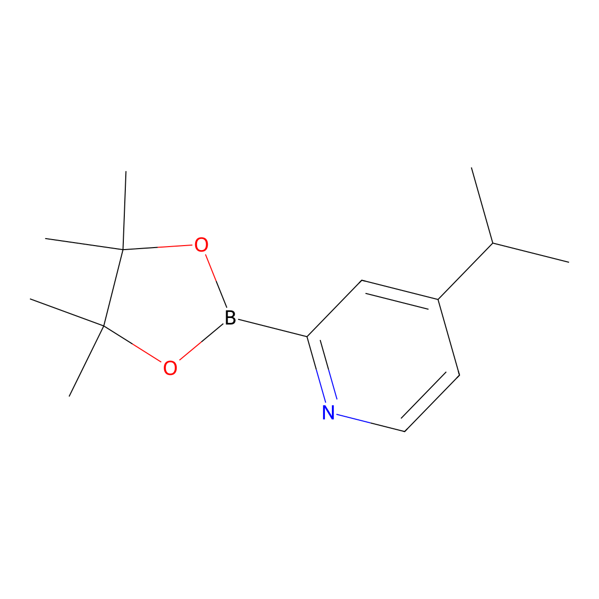 4-Isopropyl-2-(4,4,5,5-tetramethyl-1,3,2-dioxaborolan-2-YL)pyridine molecular structure, CAS 2223035-51-4