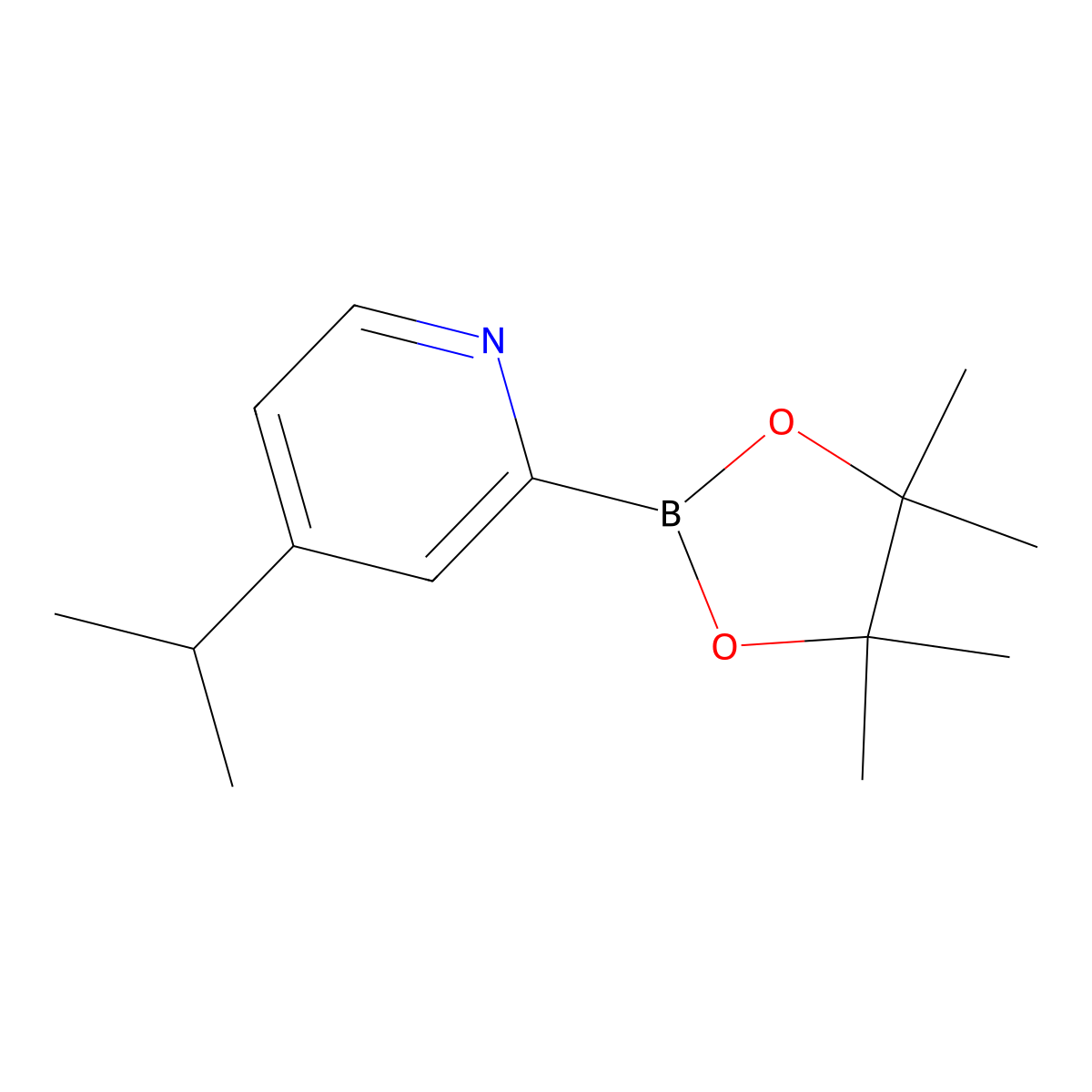 4-Isopropyl-2-(4,4,5,5-tetramethyl-1,3,2-dioxaborolan-2-YL)pyridine molecular structure, CAS 2223035-51-4