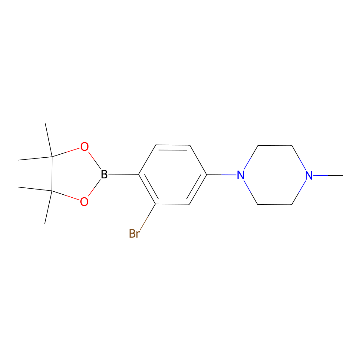 2-Bromo-4-(N-methylpiperazin-1-yl)phenylboronic acid pinacol ester molecular structure, CAS 2223035-57-0