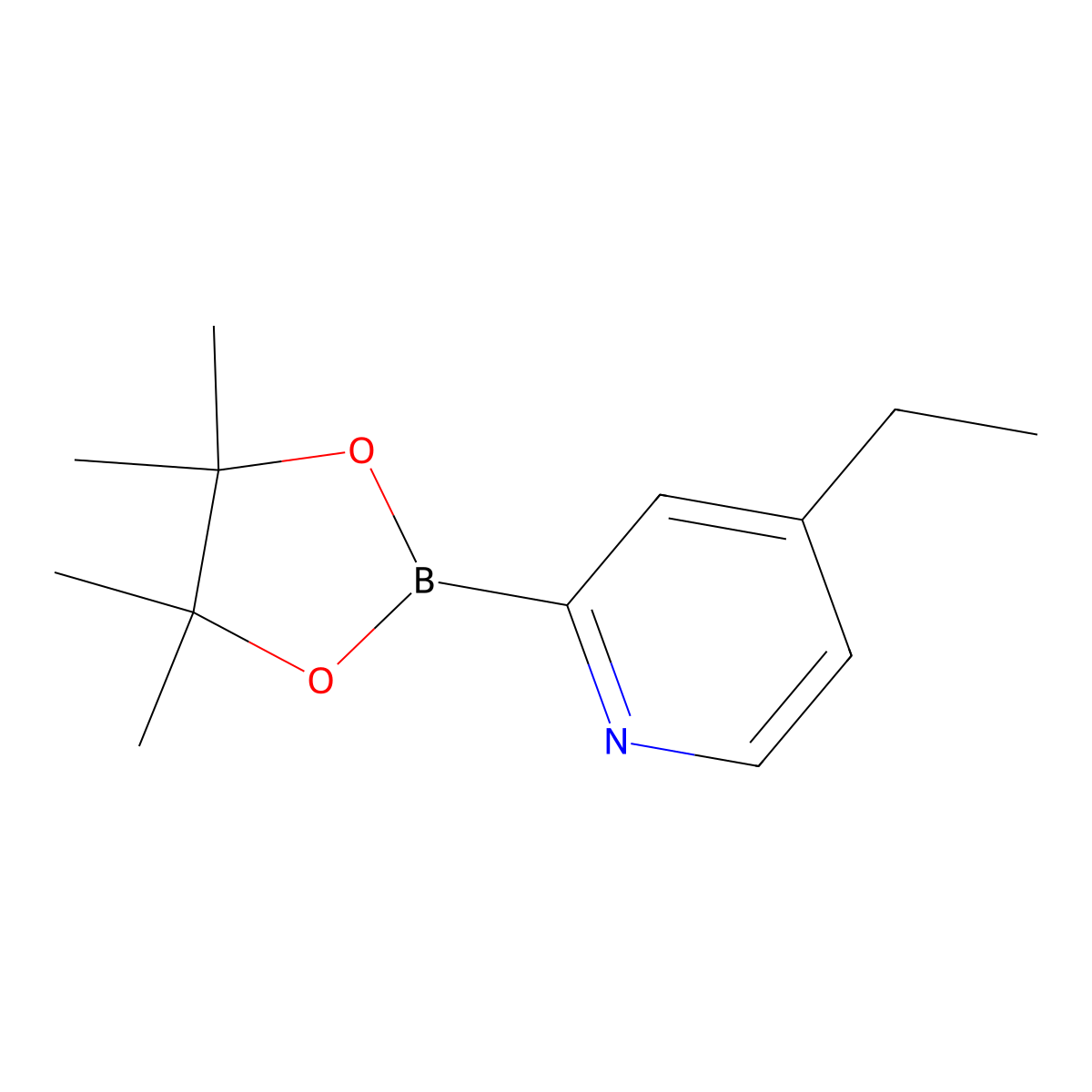 4-Ethyl-2-(4,4,5,5-tetramethyl-1,3,2-dioxaborolan-2-yl)pyridine molecular structure, CAS 2223035-58-1