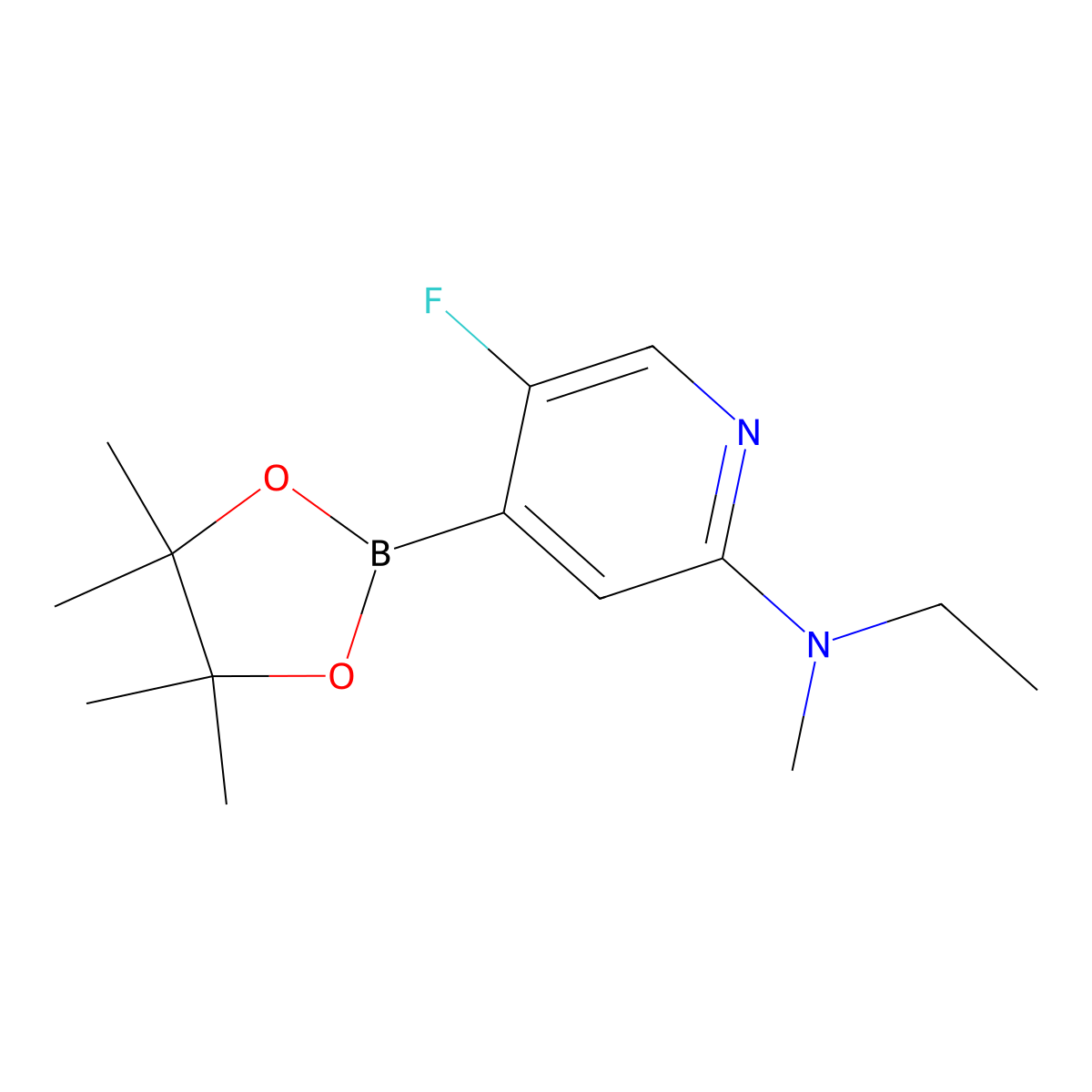 5-Fluoro-2-(methylethylamino)pyridine-4-boronic acid pinacol ester molecular structure, CAS 2223035-64-9