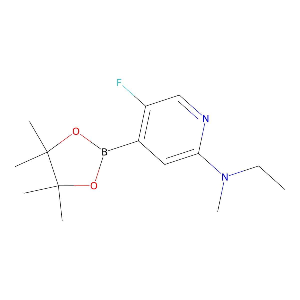 5-Fluoro-2-(methylethylamino)pyridine-4-boronic acid pinacol ester molecular structure, CAS 2223035-64-9
