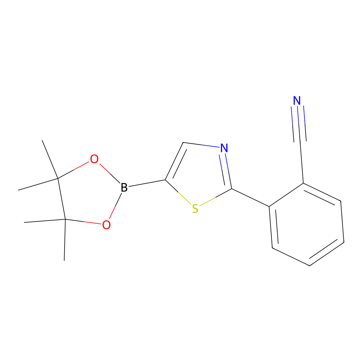 2-(2-Cyanophenyl)thiazole-5-boronic acid pinacol ester molecular structure, CAS 2223035-66-1
