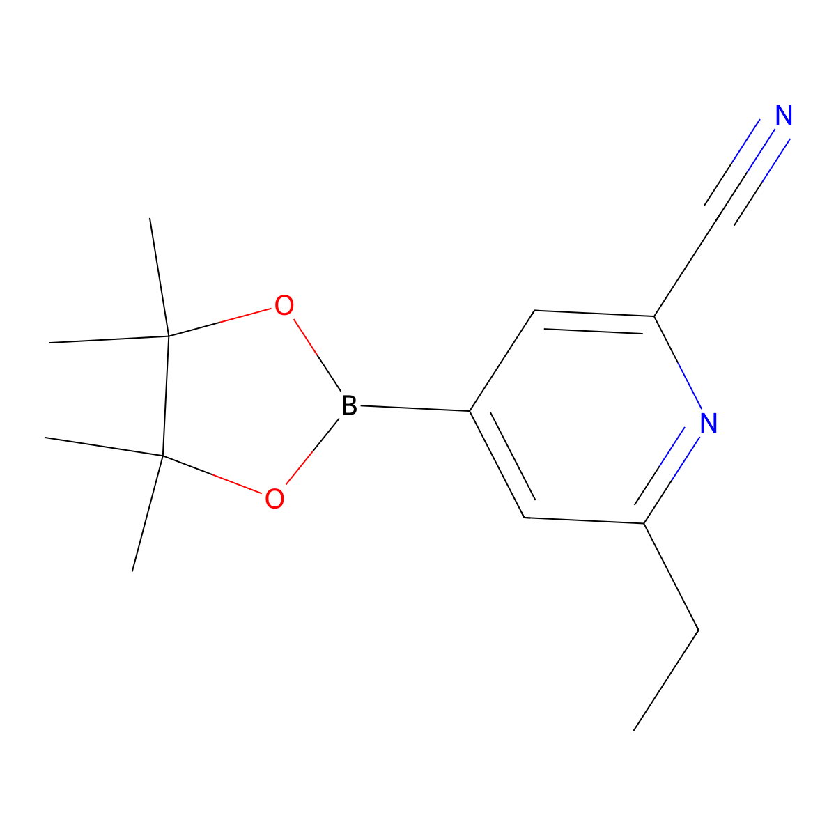 2-Cyano-6-ethylpyridine-4-boronic acid pinacol ester molecular structure, CAS 2223035-69-4