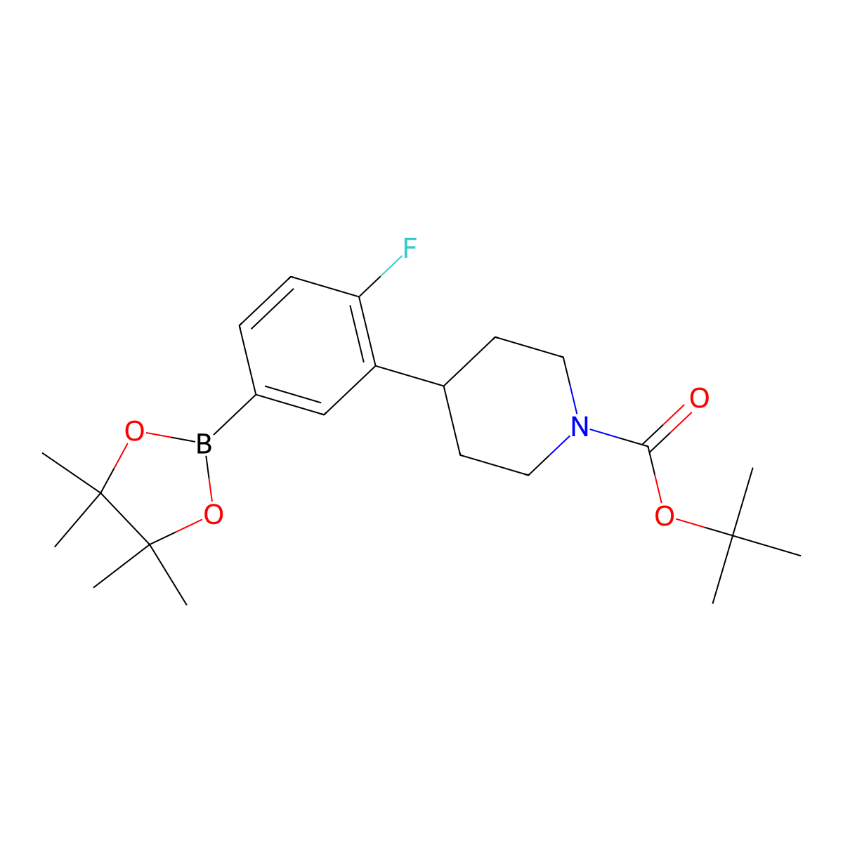 3-(N-Boc-Piperidin-4-yl)-4-fluorophenylboronic acid pinacol ester molecular structure, CAS 2223035-72-9