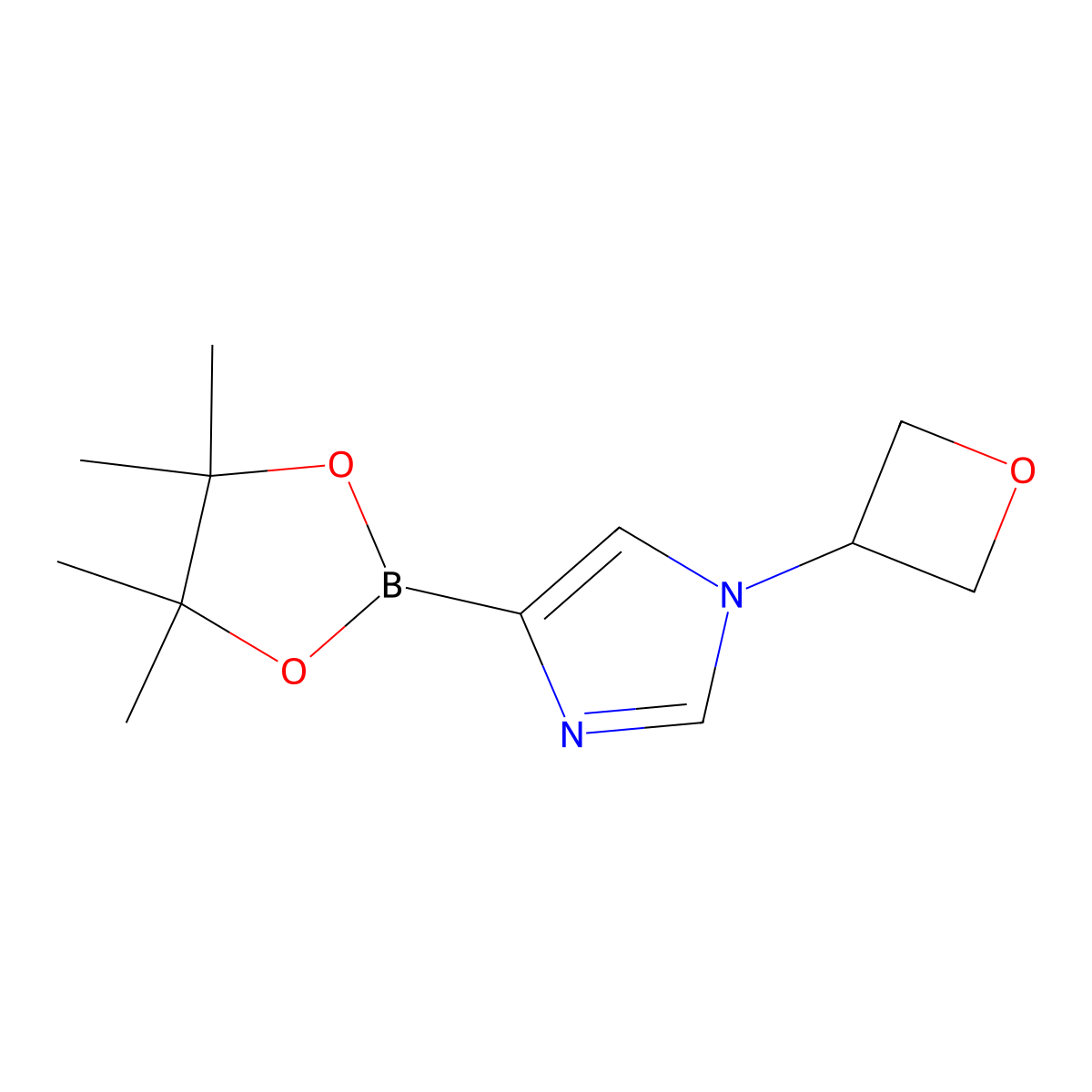1-(oxetan-3-yl)-4-(4,4,5,5-tetramethyl-1,3,2-dioxaborolan-2-yl)-1H-imidazole molecular structure, CAS 2223035-74-1