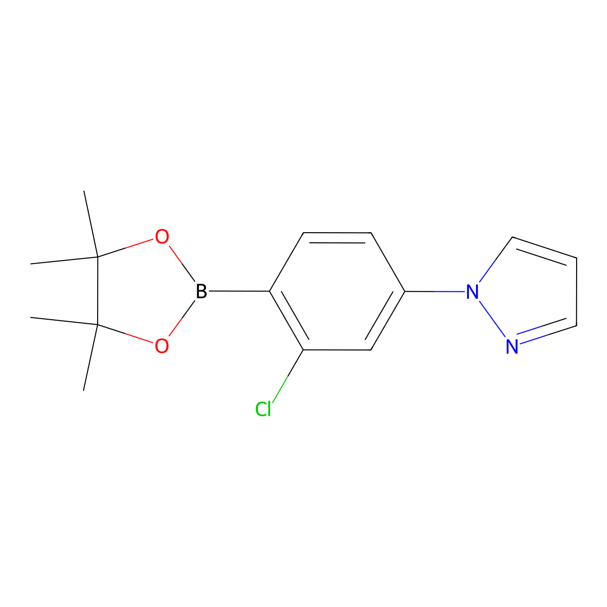 2-Chloro-4-(1H-pyrazol-1-yl)phenylboronic acid pinacol ester molecular structure, CAS 2223035-75-2