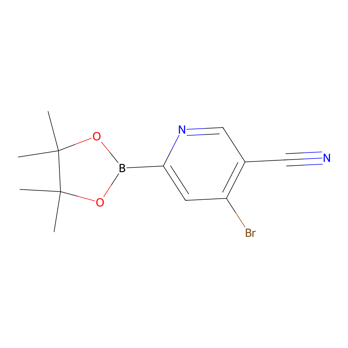 4-Bromo-5-cyano-pyridine-2-boronic acid pinacol ester molecular structure, CAS 2223035-80-9
