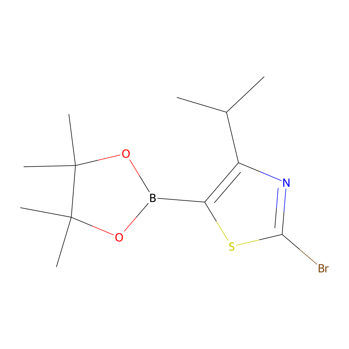 4-(iso-Propyl)-2-bromothiazole-5-boronic acid pinacol ester molecular structure, CAS 2223035-83-2