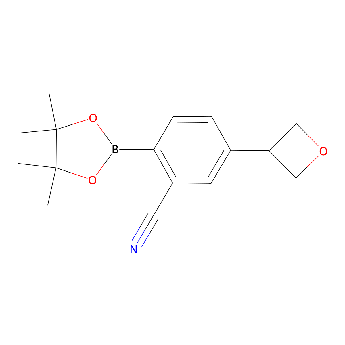 5-(Oxetan-3-yl)-2-(4,4,5,5-tetramethyl-1,3,2-dioxaborolan-2-yl)benzonitrile molecular structure, CAS 2223035-94-5