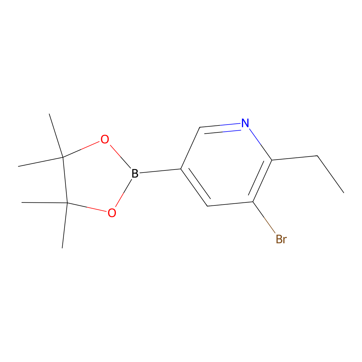 6-Ethyl-5-bromopyridine-3-boronic acid pinacol ester molecular structure, CAS 2223036-02-8
