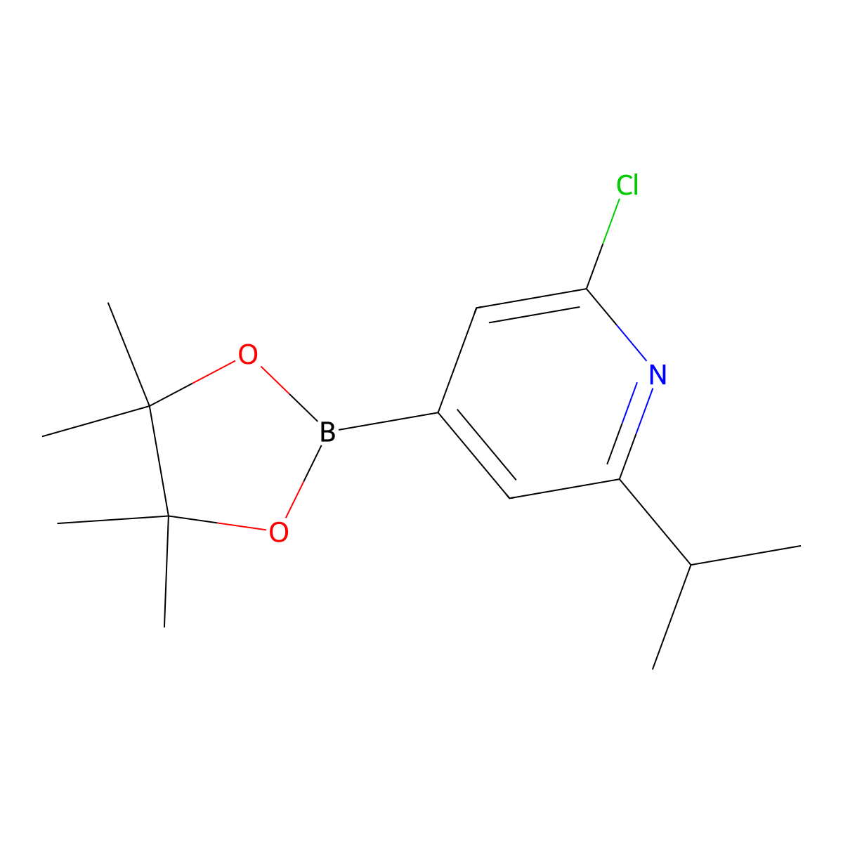 2-Chloro-6-isopropylpyridine-4-boronic acid pinacol ester molecular structure, CAS 2223036-03-9