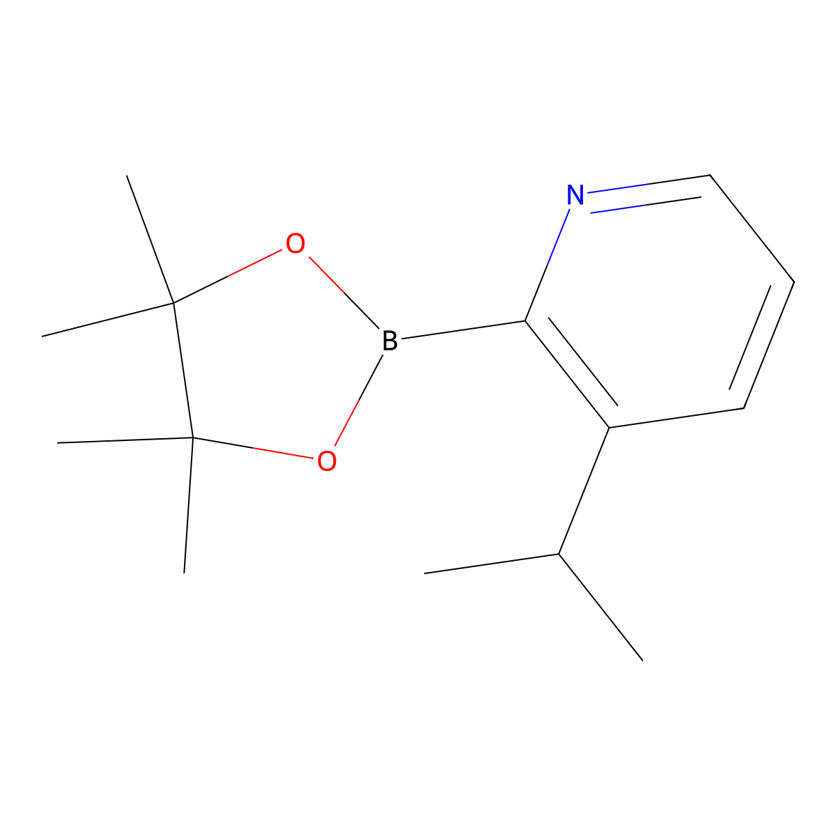 3-Isopropyl-2-(4,4,5,5-tetramethyl-1,3,2-dioxaborolan-2-yl)pyridine molecular structure, CAS 2223036-04-0