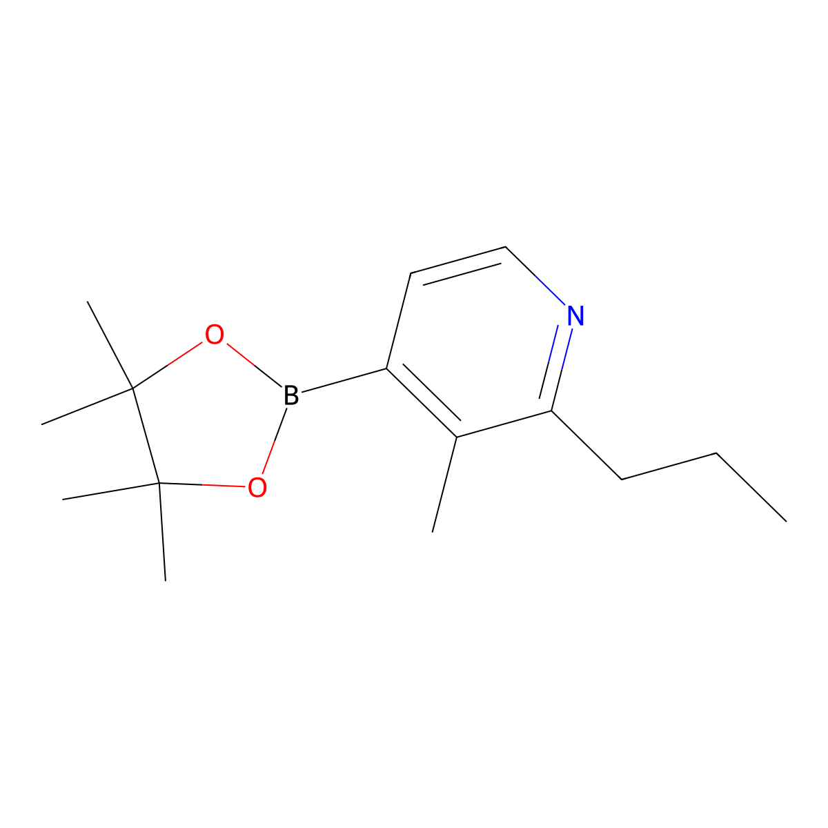 3-Methyl-2-(n-propyl)pyridine-4-boronic acid pinacol ester molecular structure, CAS 2223036-16-4