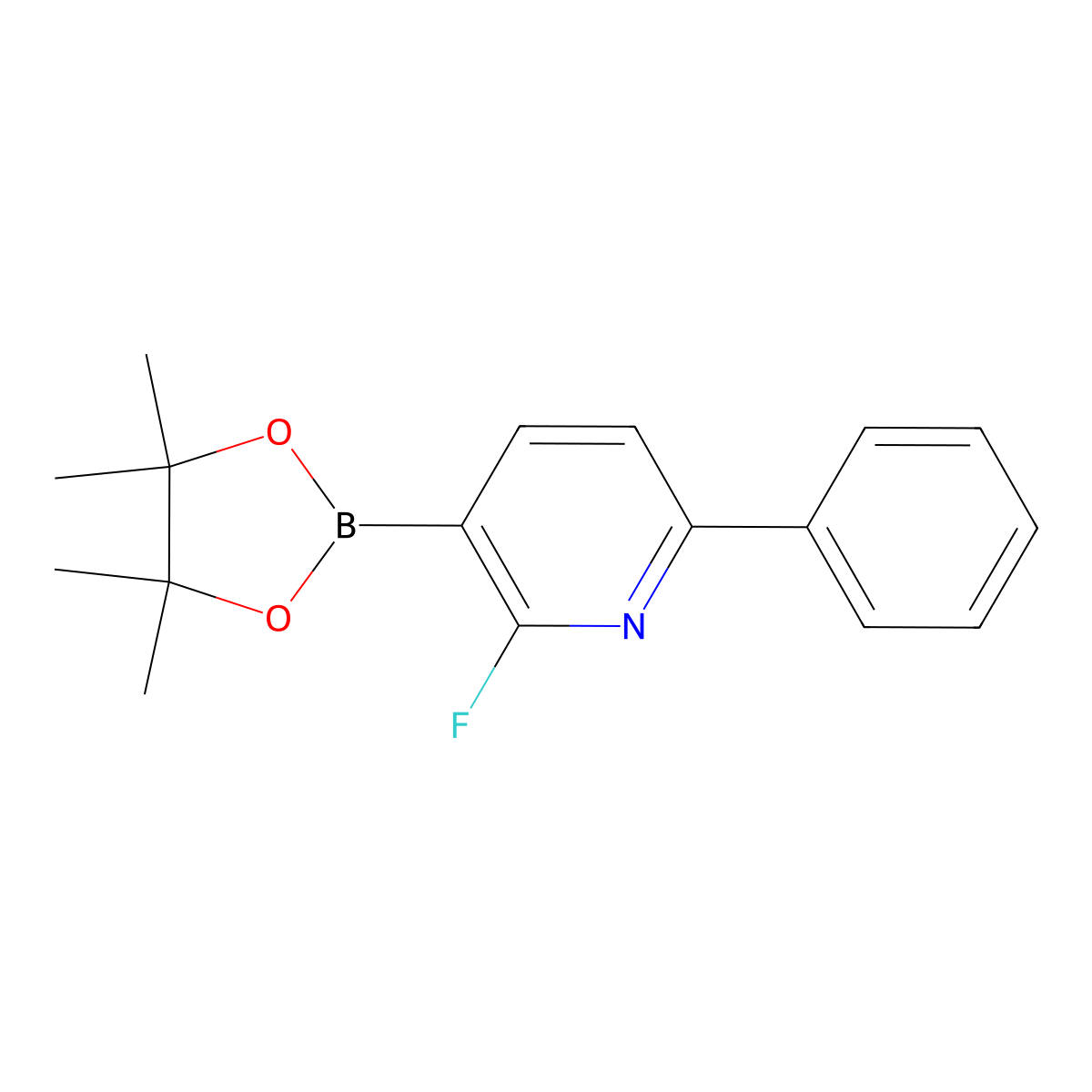 2-Fluoro-6-phenylpyridine-3-boronic acid pinacol ester molecular structure, CAS 2223036-20-0