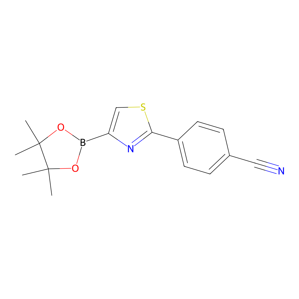 2-(4-Cyanophenyl)thiazole-4-boronic acid pinacol ester molecular structure, CAS 2223036-26-6