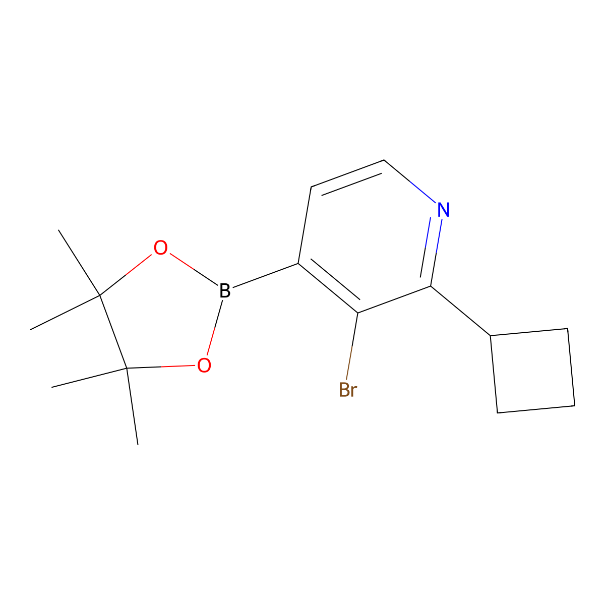 3-Bromo-2-(cyclobutyl)pyridine-4-boronic acid pinacol ester molecular structure, CAS 2223036-30-2