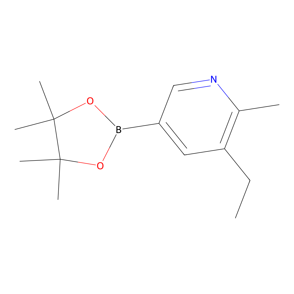 6-Methyl-5-ethylpyridine-3-boronic acid pinacol ester molecular structure, CAS 2223036-33-5