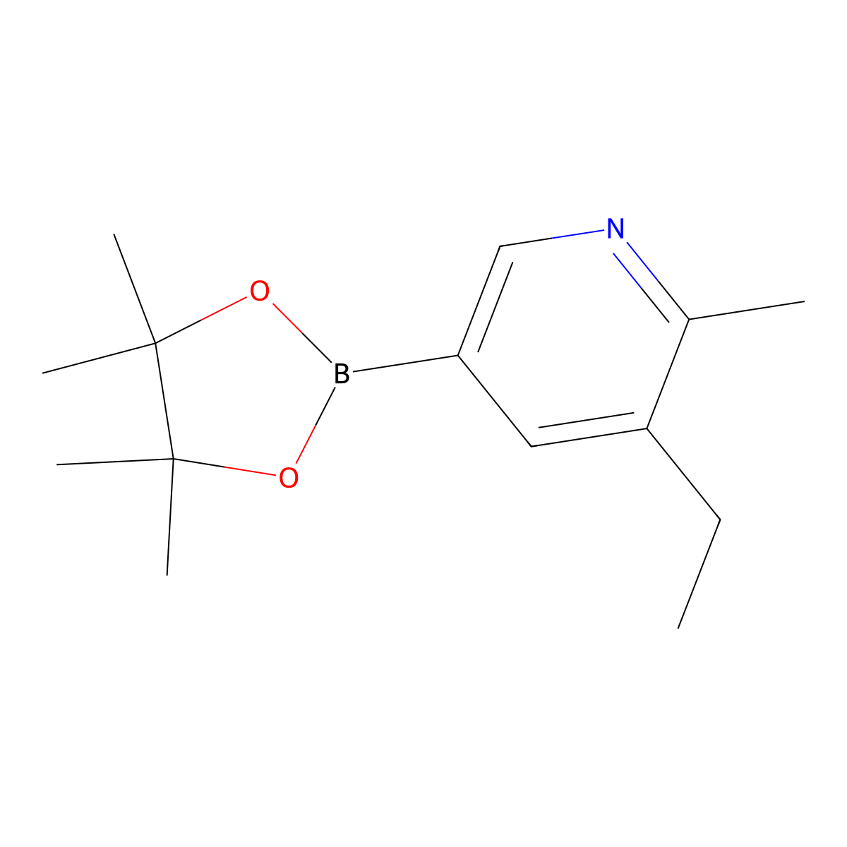 6-Methyl-5-ethylpyridine-3-boronic acid pinacol ester molecular structure, CAS 2223036-33-5