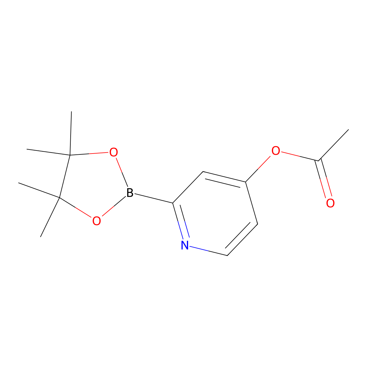 2-(4,4,5,5-Tetramethyl-1,3,2-dioxaborolan-2-YL)pyridin-4-YL acetate molecular structure, CAS 2223036-38-0