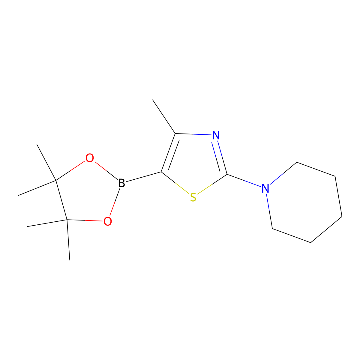 4-Methyl-2-(piperidino)thiazole-5-boronic acid pinacol ester molecular structure, CAS 2223036-41-5