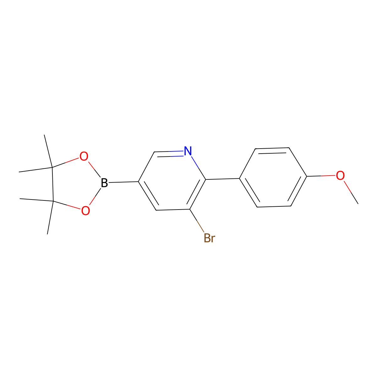 5-Bromo-6-(4-methoxyphenyl)pyridine-3-boronic acid pinacol ester molecular structure, CAS 2223036-49-3