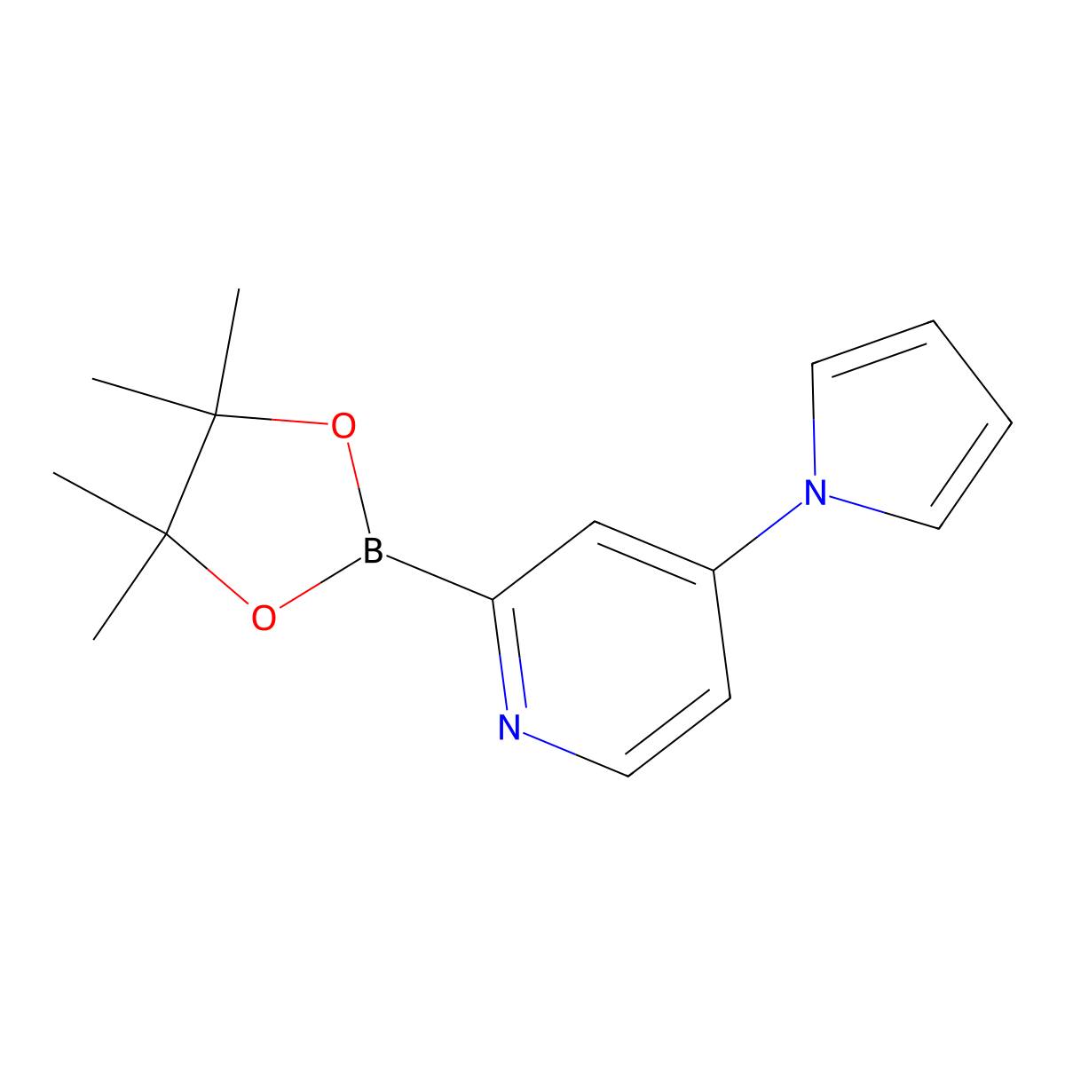 4-(1H-Pyrrol-1-YL)-2-(4,4,5,5-tetramethyl-1,3,2-dioxaborolan-2-YL)pyridine molecular structure, CAS 2223036-50-6