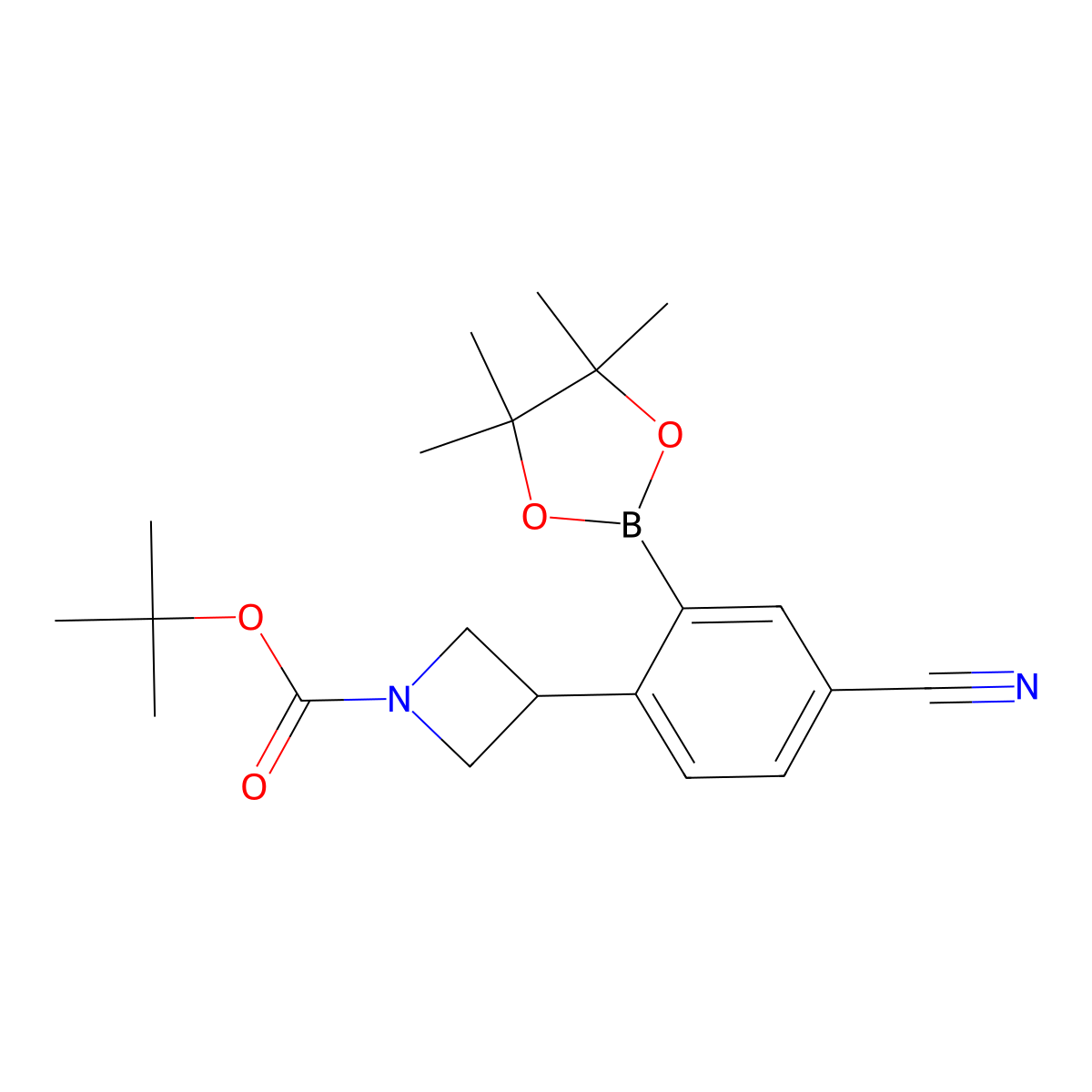 Tert-butyl 3-(4-cyano-2-(4,4,5,5-tetramethyl-1,3,2-dioxaborolan-2-yl)phenyl)azetidine-1-carboxylate molecular structure, CAS 2223036-55-1