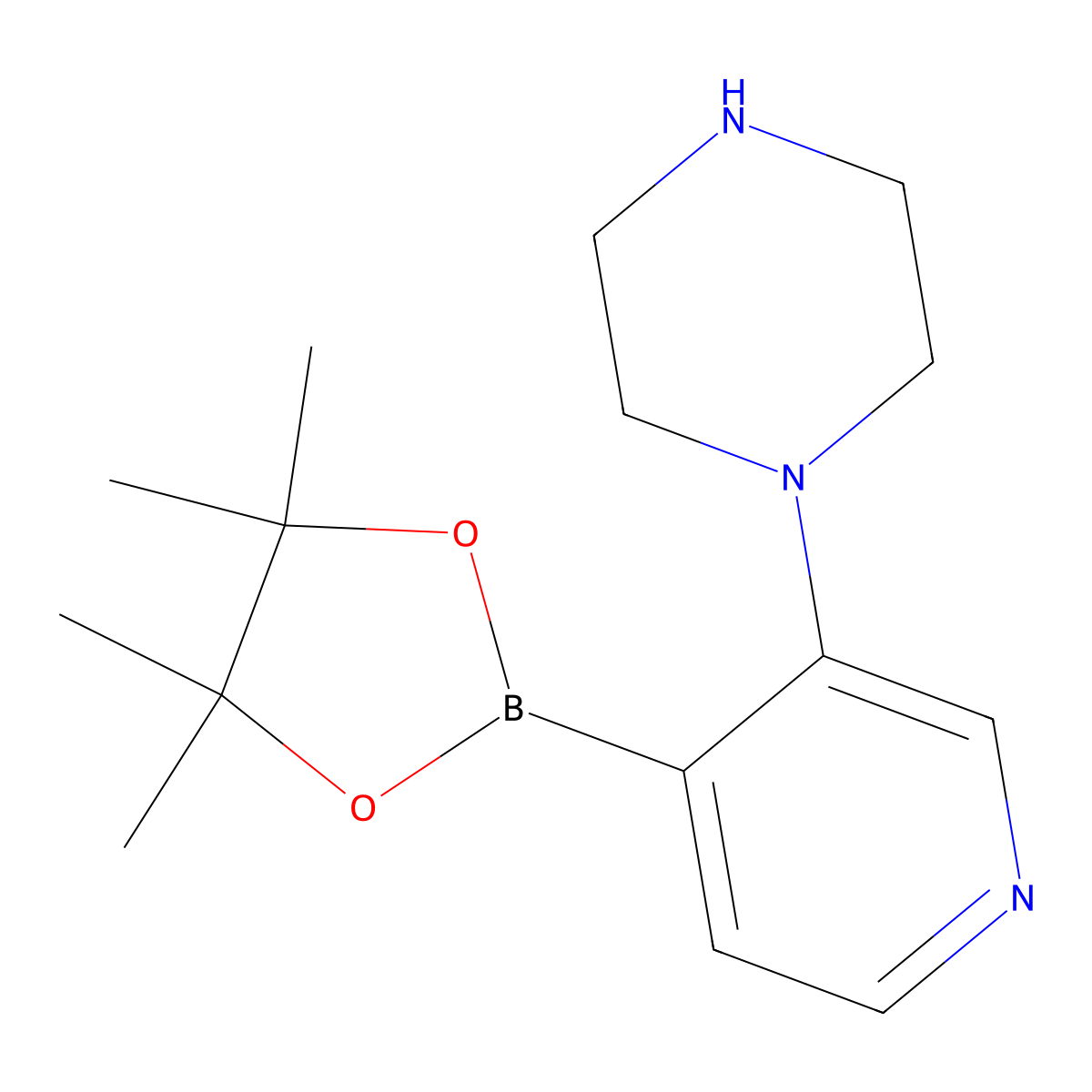 3-(Piperazin-1-yl)pyridine-4-boronic acid pinacol ester molecular structure, CAS 2223036-67-5