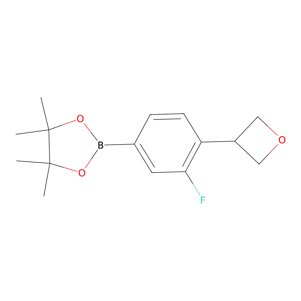 2-(3-Fluoro-4-(oxetan-3-yl)phenyl)-4,4,5,5-tetramethyl-1,3,2-dioxaborolane molecular structure, CAS 2223037-03-2
