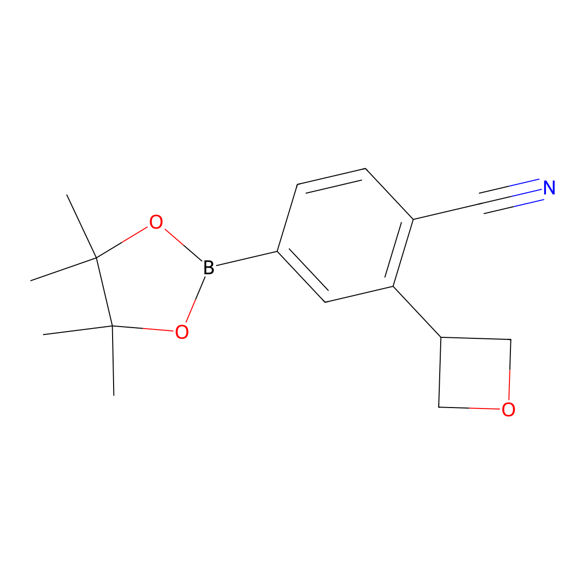 2-(Oxetan-3-yl)-4-(4,4,5,5-tetramethyl-1,3,2-dioxaborolan-2-yl)benzonitrile molecular structure, CAS 2223037-04-3