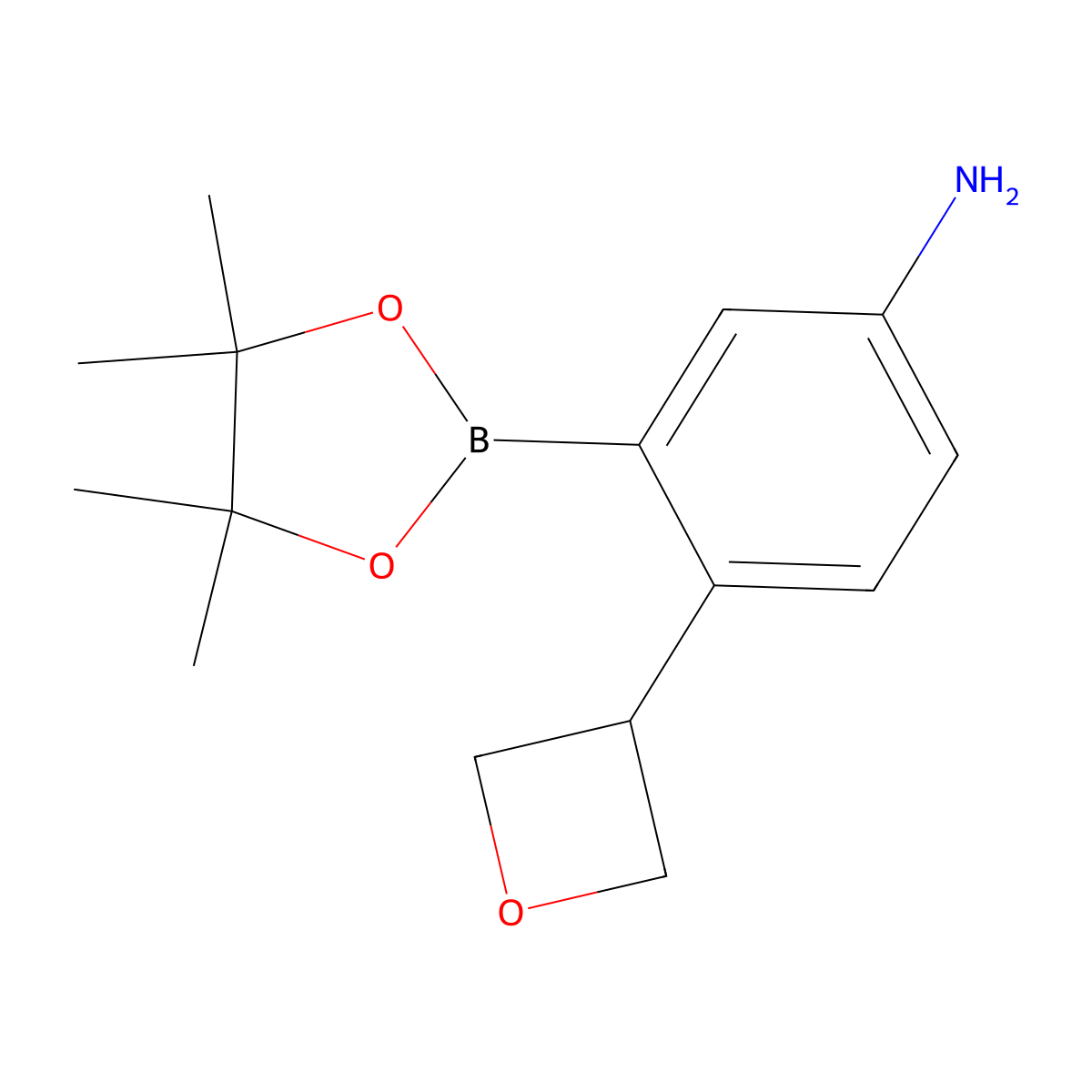 4-(Oxetan-3-yl)-3-(4,4,5,5-tetramethyl-1,3,2-dioxaborolan-2-yl)aniline molecular structure, CAS 2223037-08-7