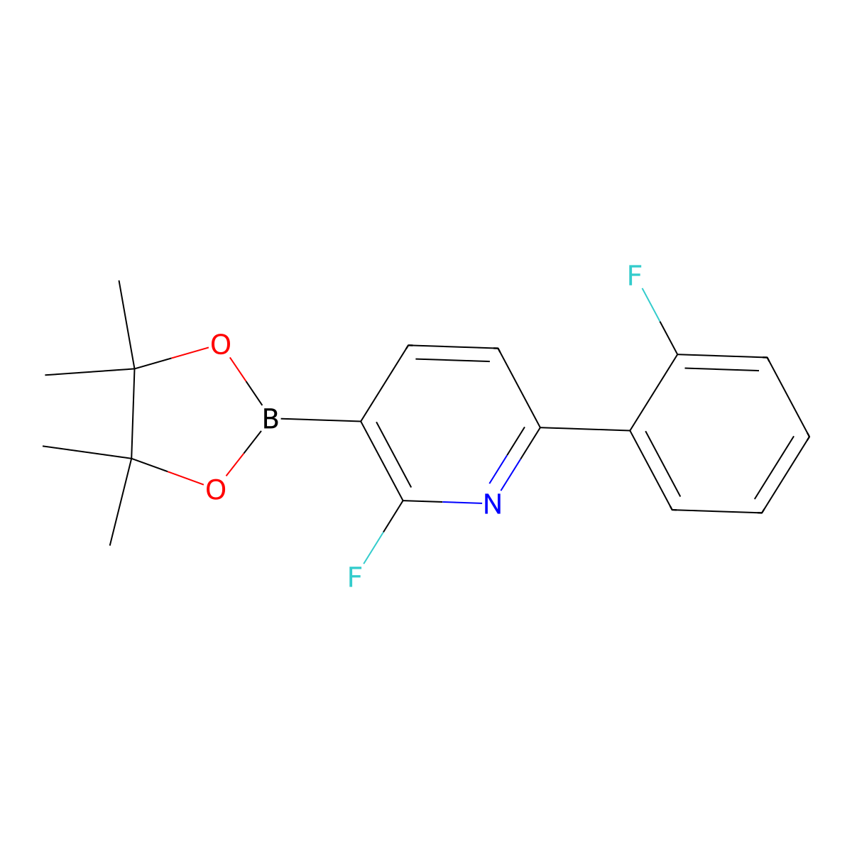 2-Fluoro-6-(2-fluorophenyl)pyridine-3-boronic acid pinacol ester molecular structure, CAS 2223037-30-5