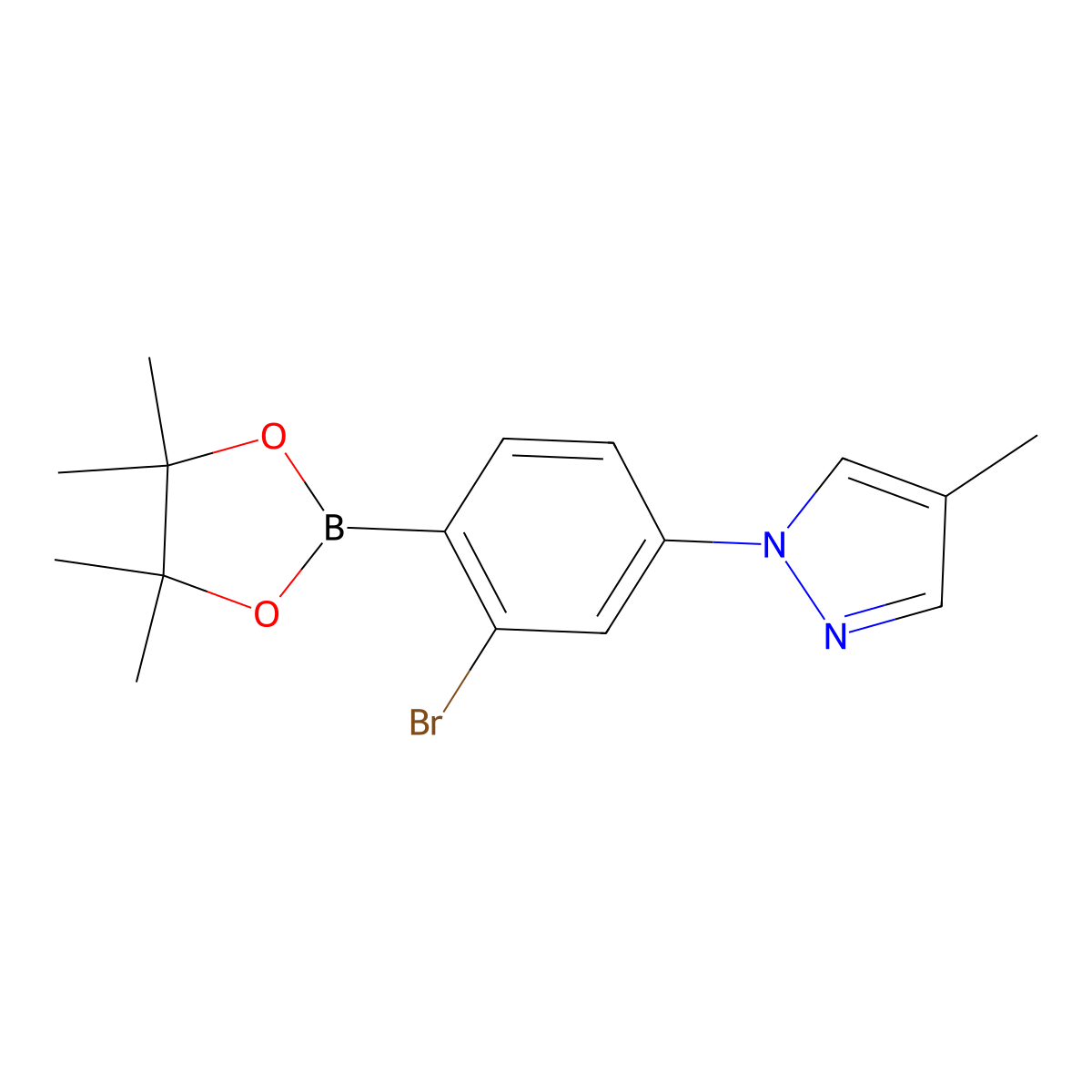 2-Bromo-4-(4-methyl-1H-pyrazol-1-yl)phenylboronic acid pinacol ester molecular structure, CAS 2223037-34-9