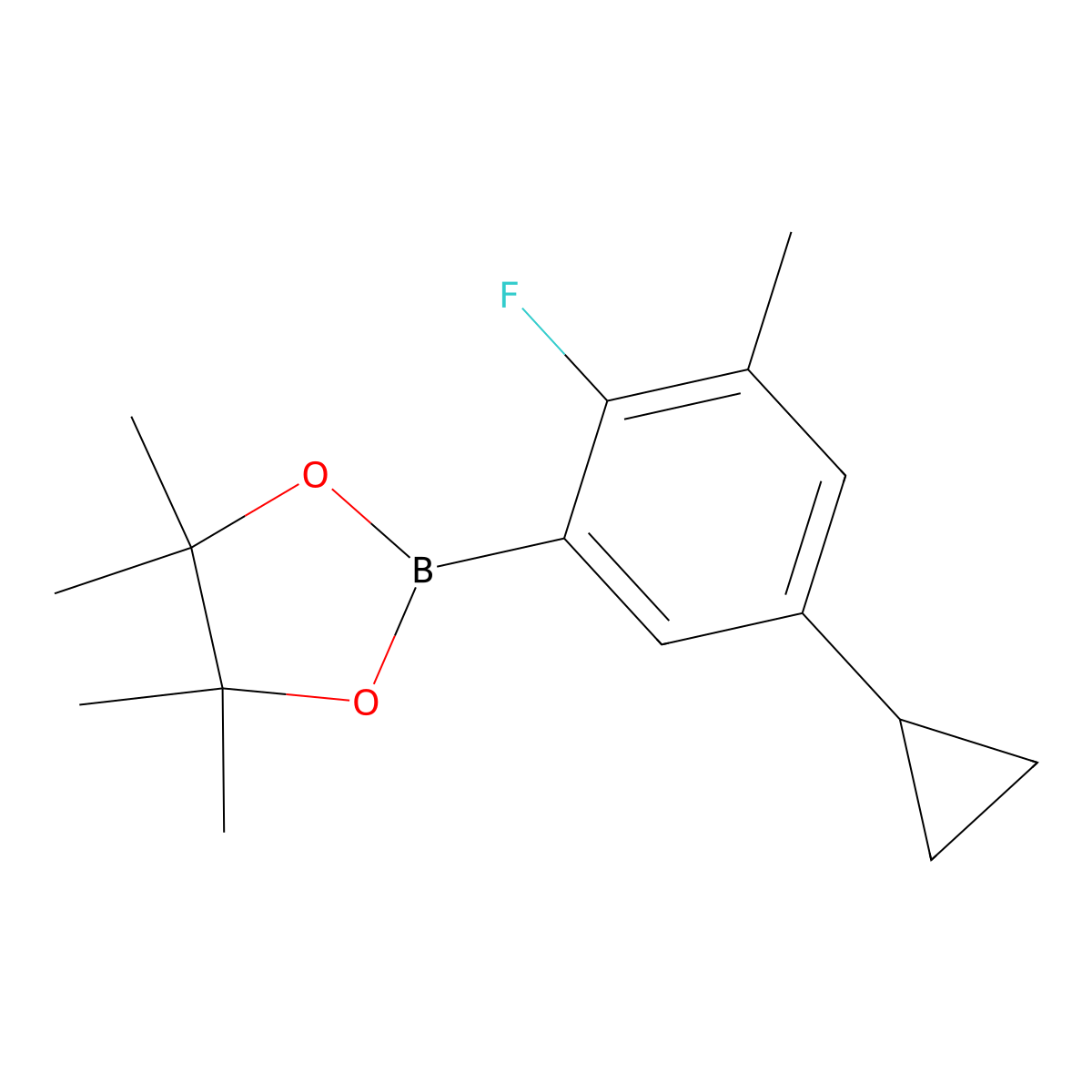 2-Fluoro-3-methyl-5-cyclopropylphenylboronic acid pinacol ester molecular structure, CAS 2223037-36-1