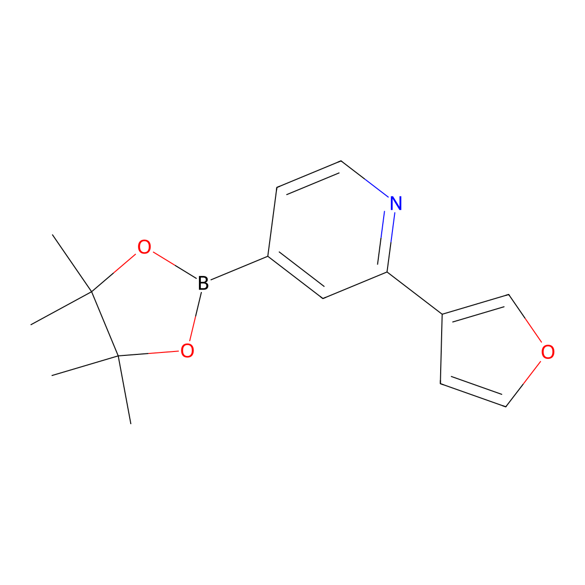 2-(Furan-3-yl)-4-(4,4,5,5-tetramethyl-1,3,2-dioxaborolan-2-yl)pyridine molecular structure, CAS 2223037-37-2