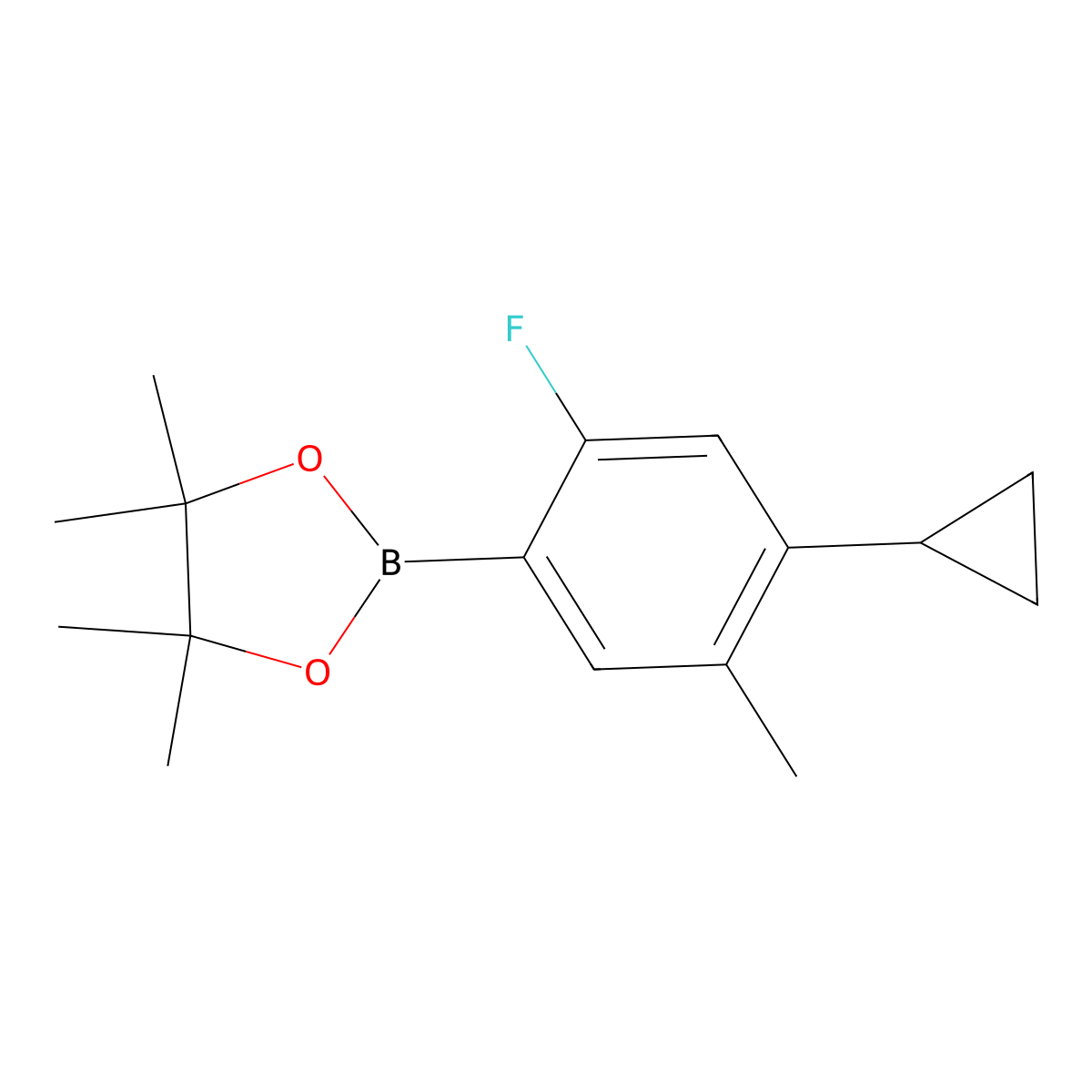 2-Fluoro-5-methyl-4-cyclopropylphenylboronic acid pinacol ester molecular structure, CAS 2223037-39-4